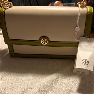 Tory Burch Cream and Green Women's Bag
